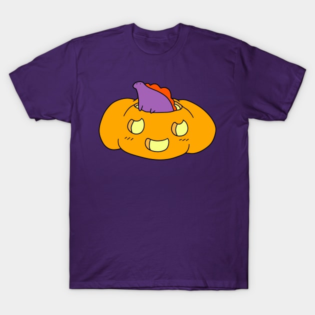 Purple Stegosaurus and Jack O' Lantern T-Shirt by saradaboru